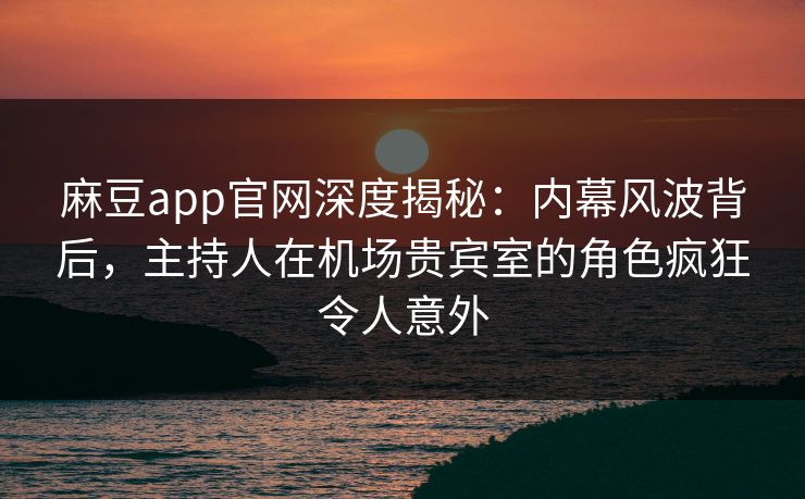 麻豆app官网深度揭秘:内幕风波背后,主持人在机场贵宾室的角色疯狂令人意外 麻豆app官网深度揭秘:内幕风波背后,主持人在机场贵宾室的角色疯狂令人意外