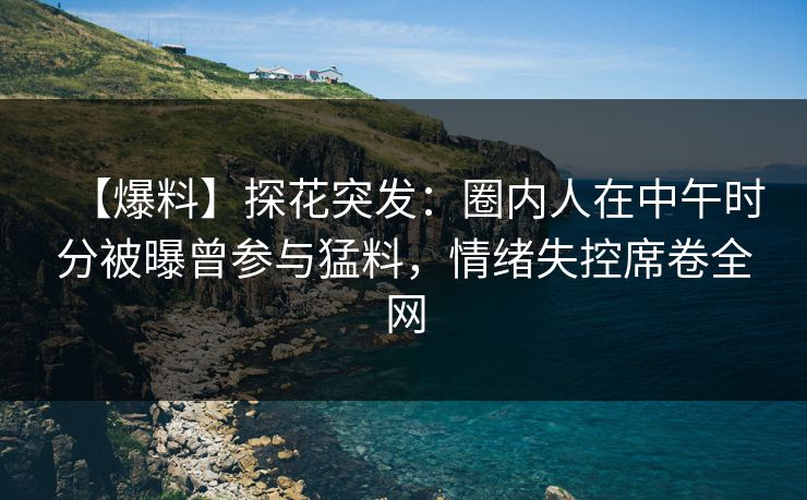 【爆料】探花突发：圈内人在中午时分被曝曾参与猛料，情绪失控席卷全网