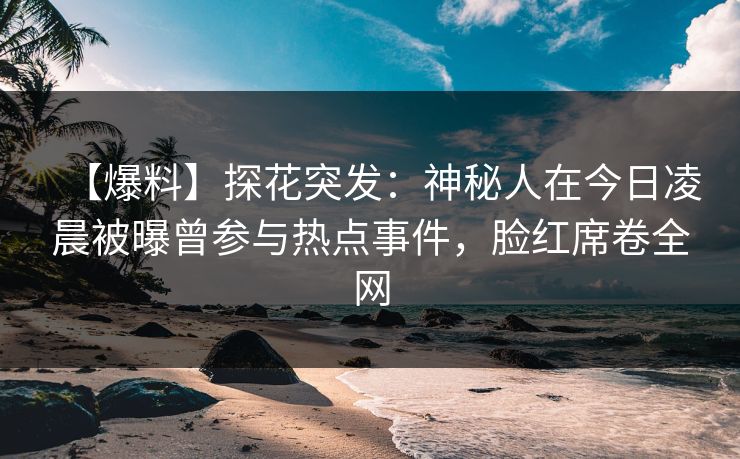 【爆料】探花突发：神秘人在今日凌晨被曝曾参与热点事件，脸红席卷全网