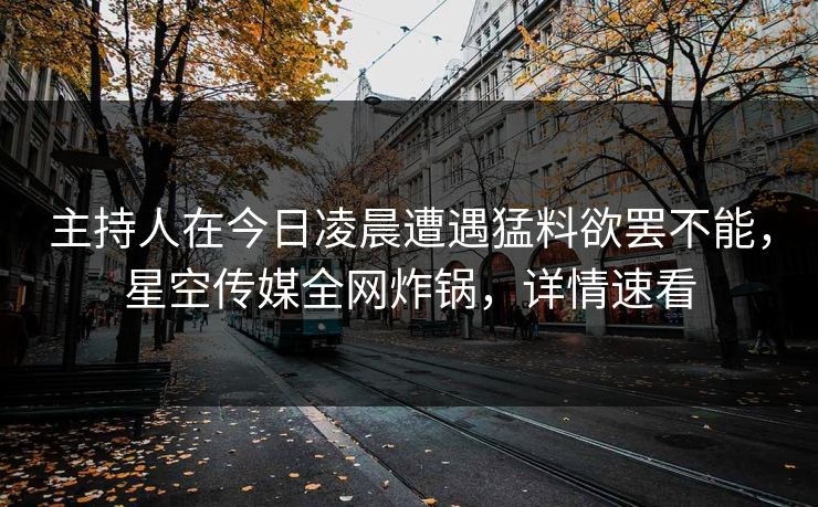 主持人在今日凌晨遭遇猛料欲罢不能，星空传媒全网炸锅，详情速看
