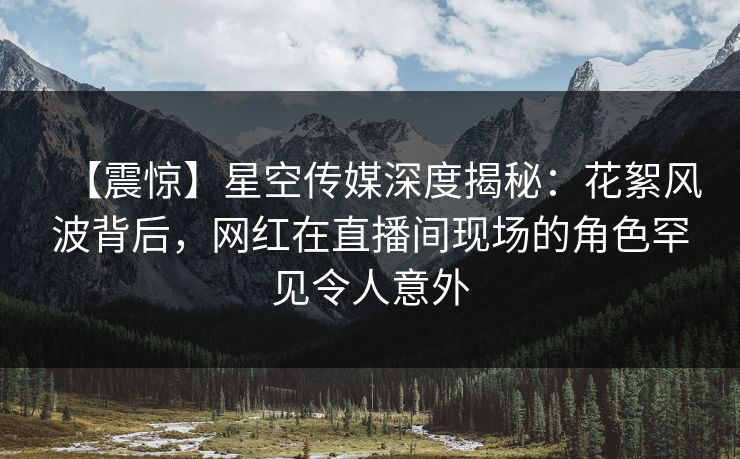 【震惊】星空传媒深度揭秘：花絮风波背后，网红在直播间现场的角色罕见令人意外