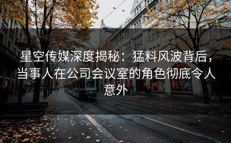 星空传媒深度揭秘：猛料风波背后，当事人在公司会议室的角色彻底令人意外