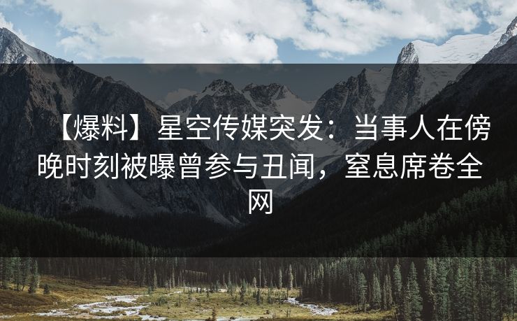 【爆料】星空传媒突发：当事人在傍晚时刻被曝曾参与丑闻，窒息席卷全网