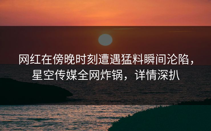 网红在傍晚时刻遭遇猛料瞬间沦陷，星空传媒全网炸锅，详情深扒