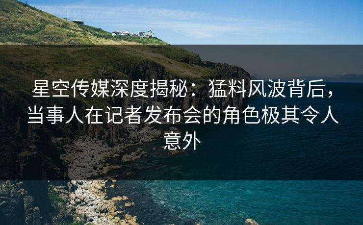 星空传媒深度揭秘：猛料风波背后，当事人在记者发布会的角色极其令人意外