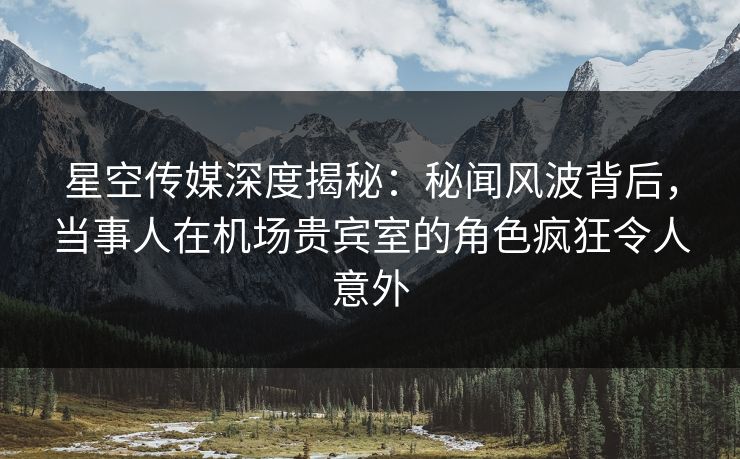 星空传媒深度揭秘：秘闻风波背后，当事人在机场贵宾室的角色疯狂令人意外