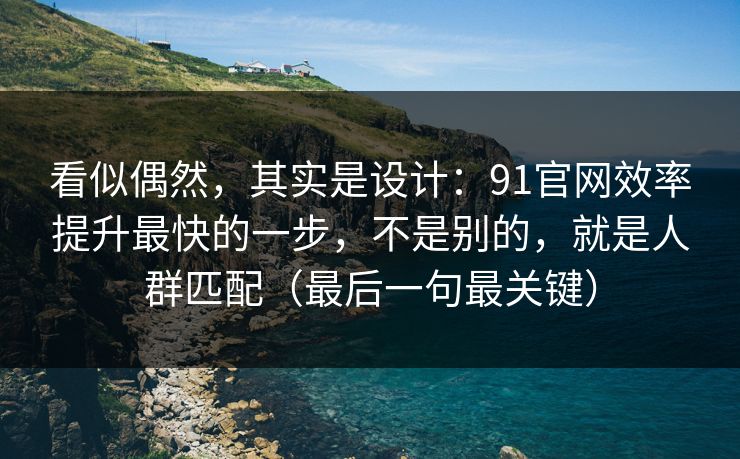 看似偶然，其实是设计：91官网效率提升最快的一步，不是别的，就是人群匹配（最后一句最关键）
